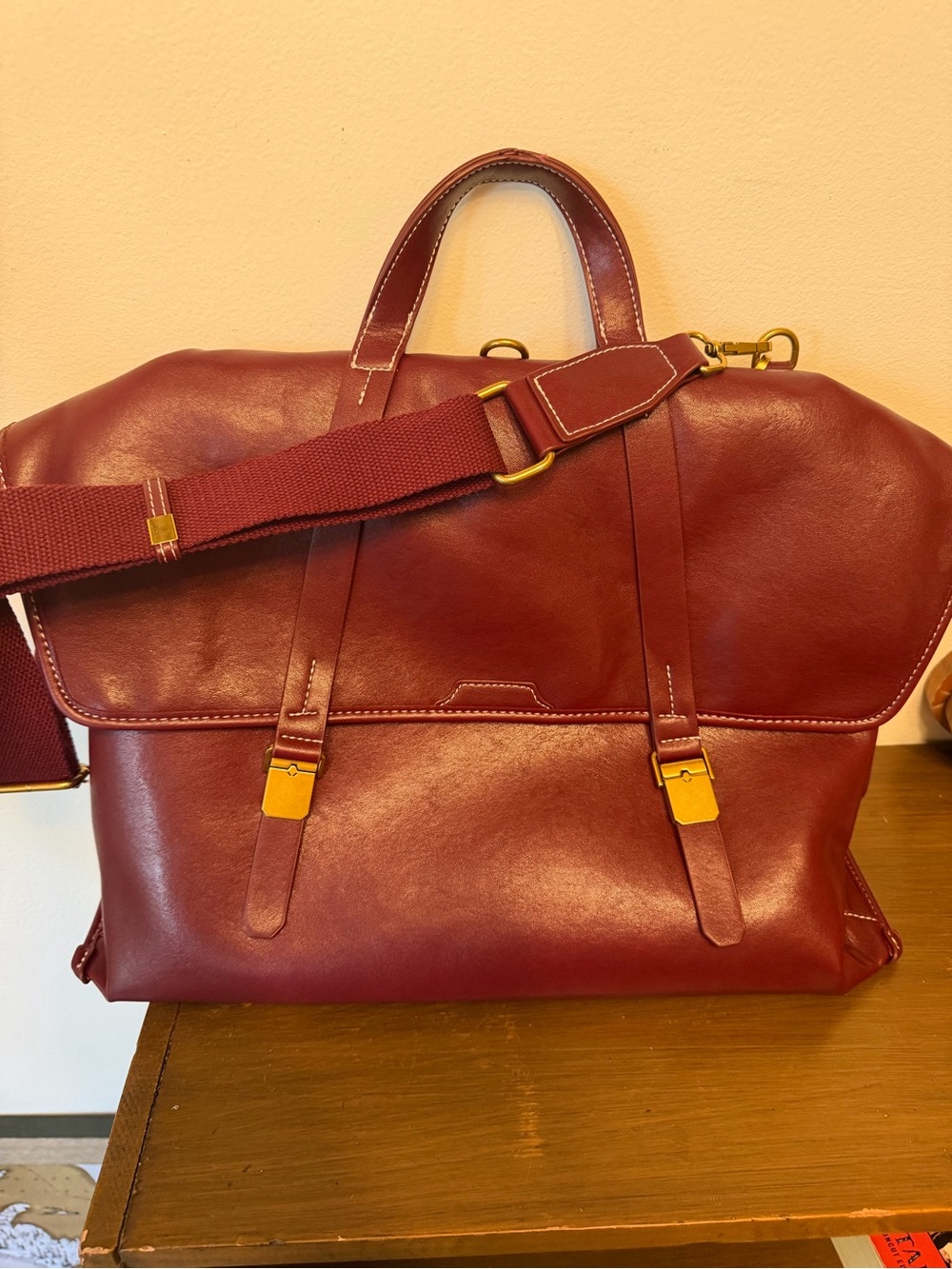 Messenger Bag in Burgundy - Classic Work Brief